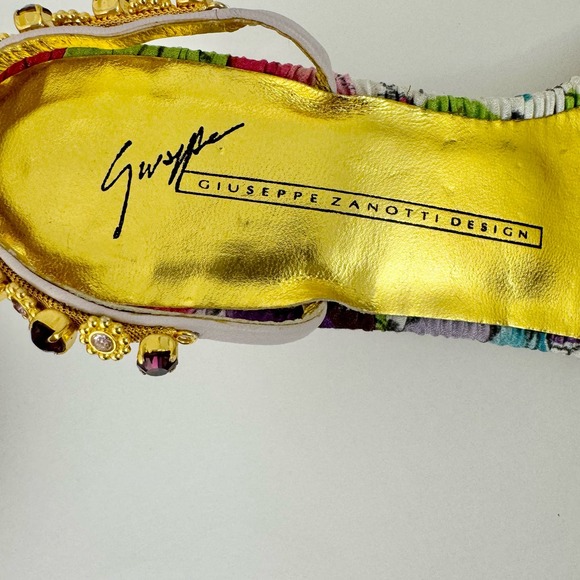 Giuseppe Zanotti Jeweled Crystal Floral Sandal Kitten Heel Slip-On 38.5 / US 8.5 - Picture 11 of 13